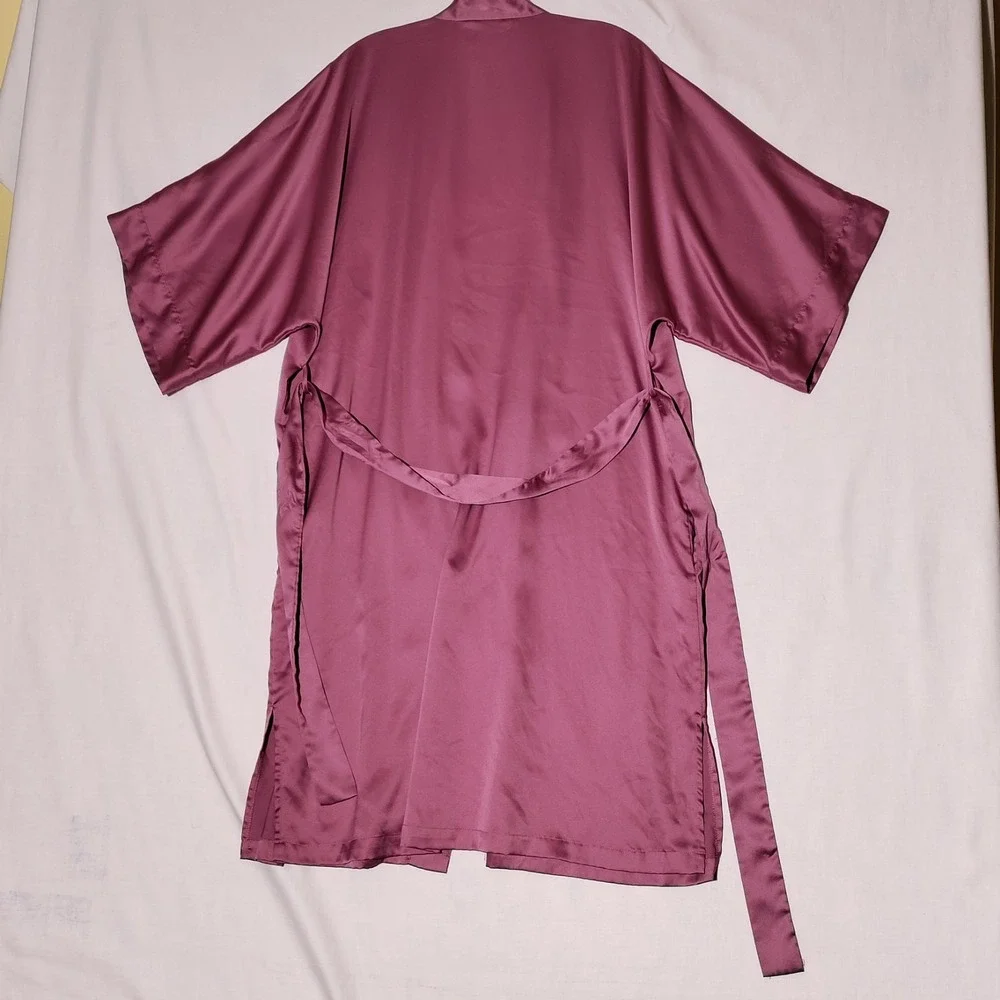 Vintage VICTORIA'S SECRET Nightgown Robe‎ Pink Satin Sz XS/S with Belt